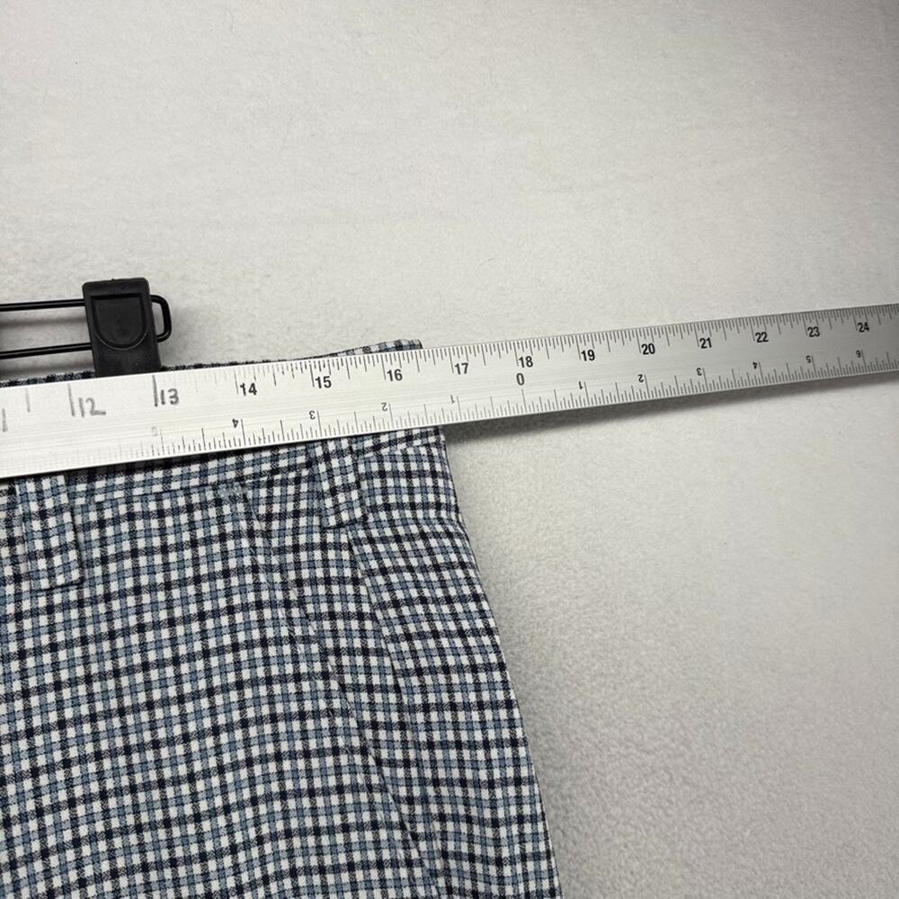 Vintage 70s Slacks Men's 33x31 Blue White Houndstooth Flared Wide leg Rockabilly - Picture 3 of 10
